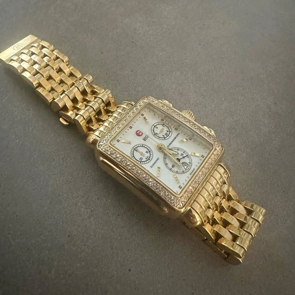 Michele Deco 18k Gold Diamond Watch
